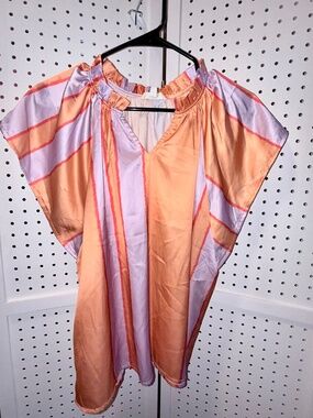 Entro Peach Lavender Flutter Sleeve Blouse Women's Small